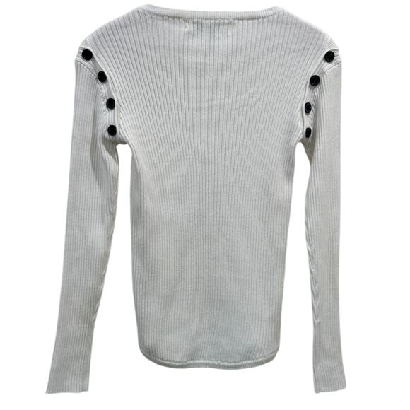 Elliatt Roam White Knit Button Sweater - Picture 6 of 7